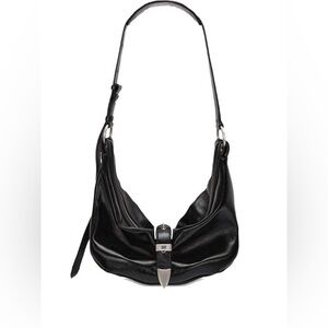 Margesherwood Belted Hobo Medium Bag - Glossy Black Leather